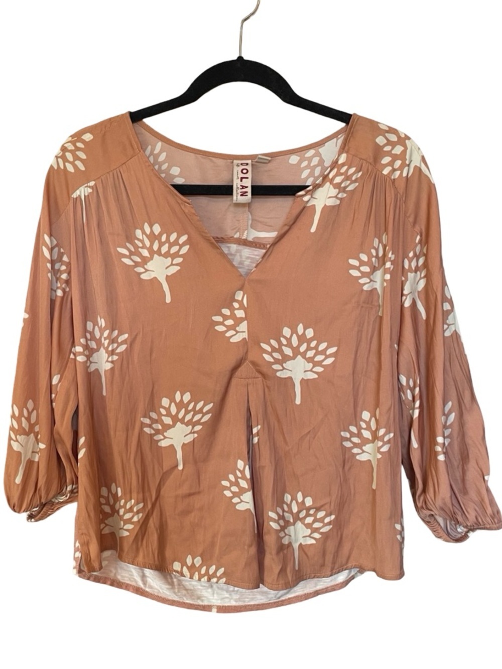 Anthropologie Peach Boho Print Blouse Size Small Flowy Top